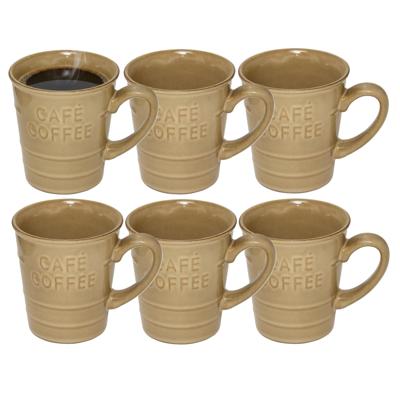 Secret de gourmet Koffiemok - 12x - beige - keramiek - 200 ml - beker - mokken