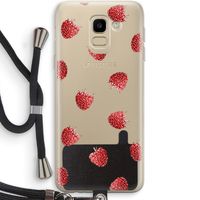 Framboosjes: Samsung Galaxy J6 (2018) Transparant Hoesje met koord