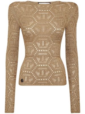 Philipp Plein haut en maille à logo brodé - Or