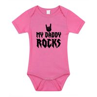 Daddy rocks cadeau baby rompertje roze meisjes 92 (18-24 maanden)  - - thumbnail