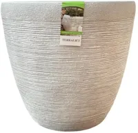 Terraliet Keramische Buitenpot Rond Laag 44cm wit