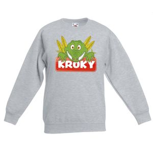 Krokodillen dieren sweater grijs voor kinderen