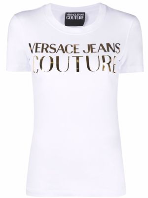 Versace Jeans Couture t-shirt à logo métallisé - Blanc