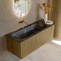 Badmeubel Mondiaz Kurve-Dlux | 125 cm cm | Meubelkleur Dusk | Wastafelkleur Lava | Solid surface | Wasbak links zijde spoelbak | Zonder kraangat(en)