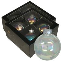 Kerstballen - 8x stuks - transparant parelmoer - glas - 10 cm