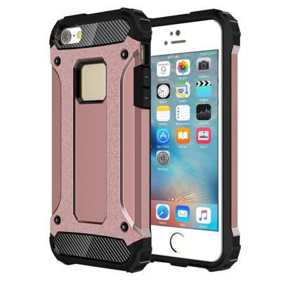 Harde Armor TPU + PC combinatie Case voor iPhone SE & 5 & 5s (Rose Gold)