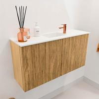 Toiletmeubel Mondiaz Joya | 80 cm | Meubelkleur Oak | Faye wastafel Talc Midden | 1 kraangat Toiletmeubel Mondiaz Joya | 80 cm | Meubelkleur Oak | Faye wastafel Talc Midden | 1 kraangat