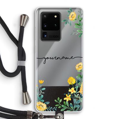 Gele bloemen: Samsung Galaxy S20 Ultra Transparant Hoesje met koord