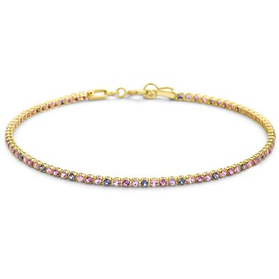Armband Tennis geelgoud-amethist-saffier-citrien-periodot goud- en meerkleurig 16,5-18 cm