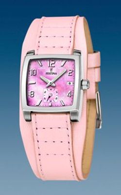 Horlogeband Festina F16181-B Onderliggend Leder Roze 17mm