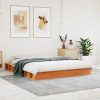 Bedframe zonder matras massief grenenhout wasbruin 160x200 cm