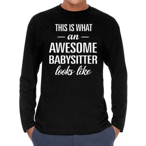 Awesome babysitter / oppas cadeau t-shirt long sleeves heren