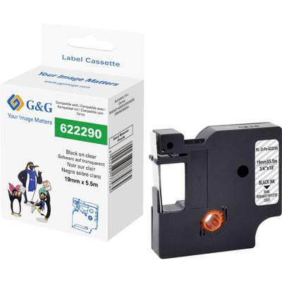 G&G Labeltape Polyester Tapekleur: Transparant Tekstkleur: Zwart 19 mm 5.5 m