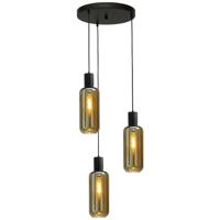 Masterlight HanglampBounty 3-lichts zwart met smoke glas - 2472-05-05-35-3-5