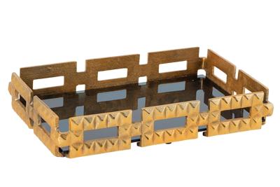 Tray VARIATION 40cm glas zwart aluminium goud - 44880