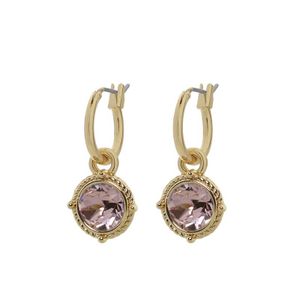 Biba Hang Oorbellen Goud met Swarovski Steentje Vintage Rose