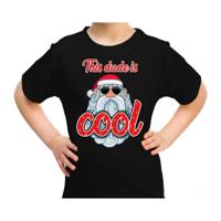 Foute kersttrui shirt - This dude is cool - met stoere Santa - zwart - voor kinderen - kerstkleding - thumbnail