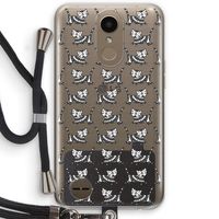 Zwarte poes: LG K10 (2017) Transparant Hoesje met koord