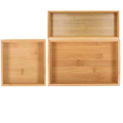 Lade bakjes organiseer set - 3x delig - bamboe hout - opbergsysteem - 38 x 33 cm