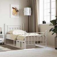 Bedframe met hoofd- en voeteneinde metaal wit 100x190 cm Bedframe met hoofd- en voeteneinde metaal wit 100x190 cm