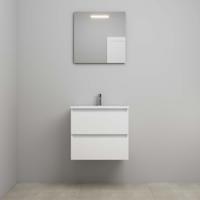 On-Line Badkamermeubelset - 60 cm - Voorgemonteerd - Acryl Wastafel - 1 Kraangat - Spiegel met LED-Verlichting - Hoogglans Wit