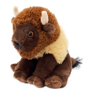 Nature Planet Knuffeldier Bizon - zachte pluche stof - bruin - kwaliteit knuffels - 18 cm