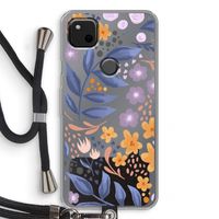 Flowers with blue leaves: Pixel 4a Transparant Hoesje met koord
