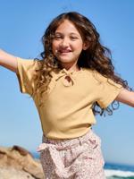 T-shirt voor meisjes met een fantasieknoop geel