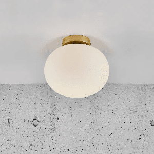 Plafondlamp glas E27 fitting Nordlux Alton messing & opaalglas