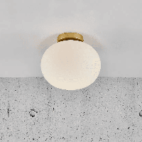Plafondlamp glas E27 fitting Nordlux Alton messing & opaalglas