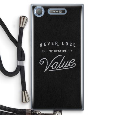 Never lose your value: Sony Xperia XZ1 Transparant Hoesje met koord