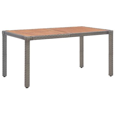 vidaXL Tuintafel 150x90x75 cm poly rattan en massief acaciahout grijs