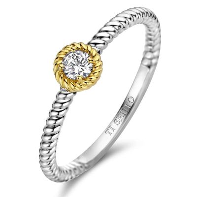 TI SENTO-Milano 12306ZY Ring zilver-zirconia goud-en zilverkleurig-wit