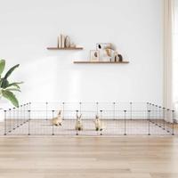 VidaXL Huisdierenkooi met deur 28 panelen 35x35 cm staal zwart
