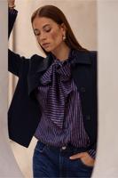 Lorina satin bow blouse - dark blue/ vintage berry - 13392