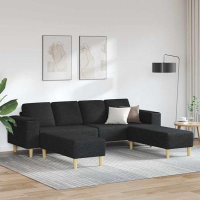Bankstel 3 pcs Zwart Stof