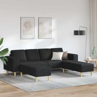 Bankstel 3 pcs Zwart Stof