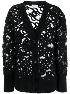 Blumarine cardigan transparent à logo brodé - Noir