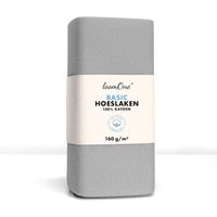 Loom One Hoeslaken – 100% Jersey Katoen – 100x220 cm – tot 35cm matrasdikte– 160 g/m² – Grijs - thumbnail