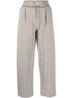 Barrie pantalon en maille chevrons à design plissé - Blanc