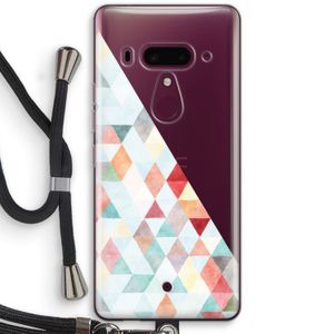 Gekleurde driehoekjes pastel: HTC U12+ Transparant Hoesje met koord