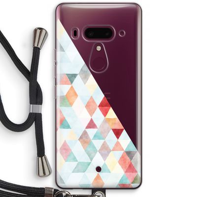 Gekleurde driehoekjes pastel: HTC U12+ Transparant Hoesje met koord