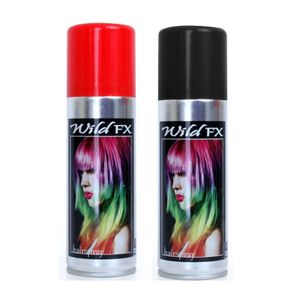 Set van 2x kleuren haarverf/haarspray van 125 ml - Zwart en Rood