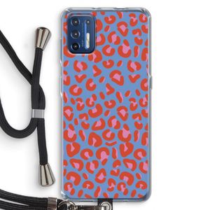 Leopard blue: Motorola Moto G9 Plus Transparant Hoesje met koord