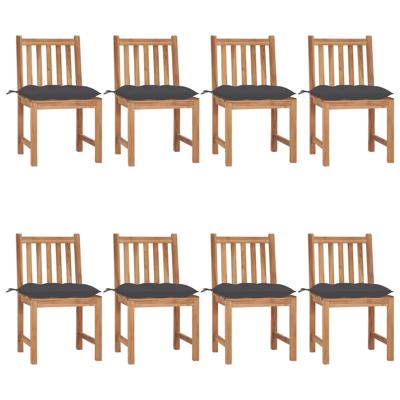 Tuinstoelen 8 st met kussens massief teakhout