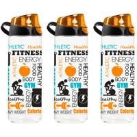 Drinkfles/waterfles/bidon - 3x - 750 ml - oranje - kunststof