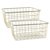 Svenska Living Draadmand - 4x stuks - goudkleurig - 28 x 22 x 13 cm - opbergmand