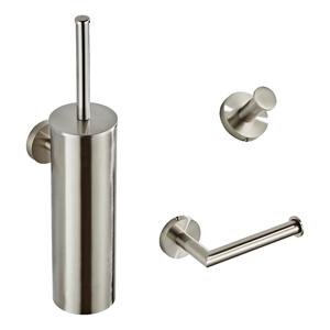 Saniclear Inox toilet accessoire set incl toiletborstel rolhouder en haak RVS