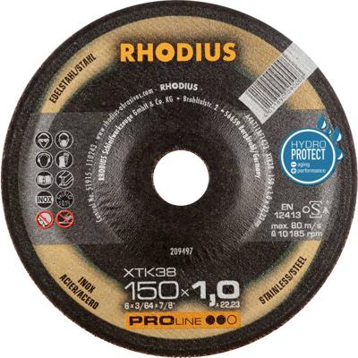Rhodius 209497 Doorslijpschijf gebogen 150 mm 1 stuk(s) RVS, Staal