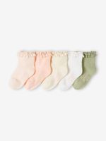 Set van 5 paar halfhoge sokken meisjes (baby) perzik - thumbnail